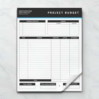 Bloco De Notas Business Project Budget Template Sheets Notepad