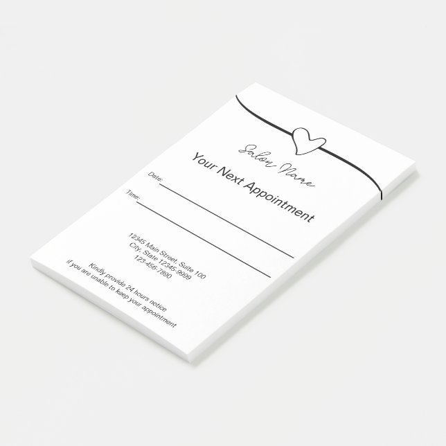 Bloco De Notas Business Salon Black White Seu Próximo Compromisso (Inclinado)