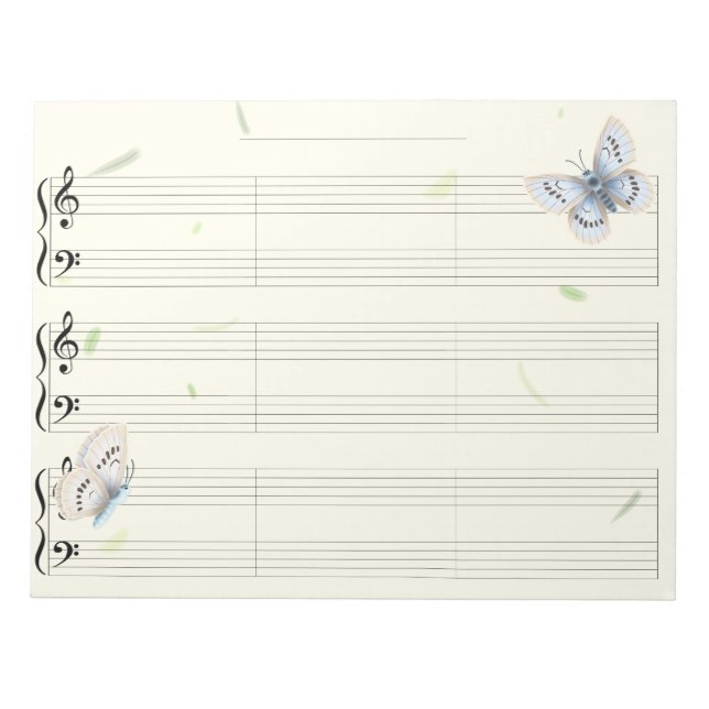 Bloco De Notas Butterflies Piano Music Manu Paper Wide Rule Kids' (Frente)