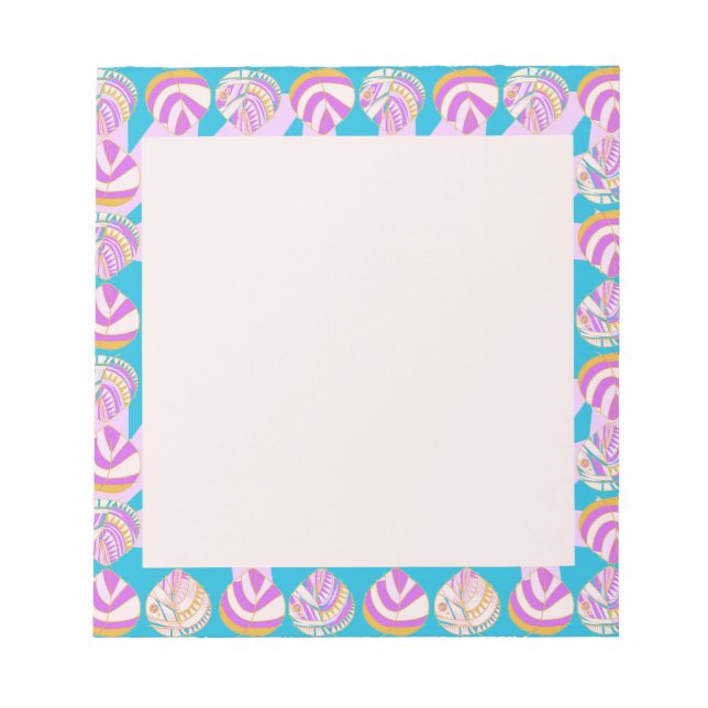 Bloco De Notas Cabeça de Peixe Sai da Turquesa Dourada Lilática (Frente)