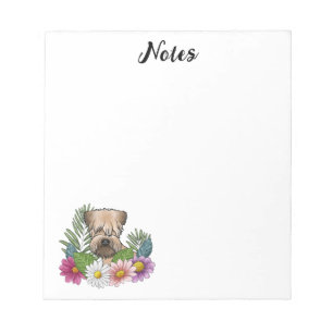 Bloco De Notas Cabeça de Soft-Coated Wheaten Terrier Flores Color