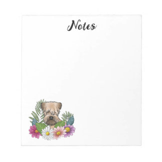 Bloco De Notas Cabeça de Soft-Coated Wheaten Terrier Flores Color