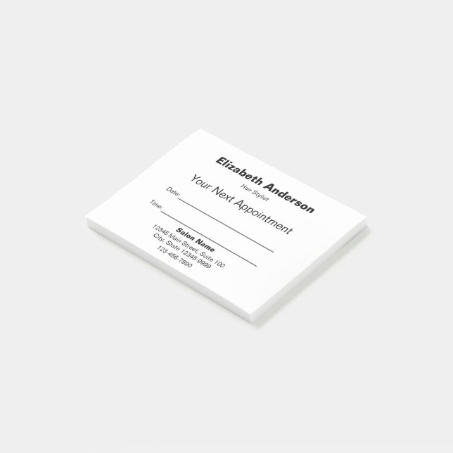 Bloco De Notas Cabeleireiro Branco Lembrete da Sua Próxima Consul (Inclinado)