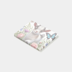 Bloco De Notas Cabra Bebê Com Borboletas e Flores Coloridas