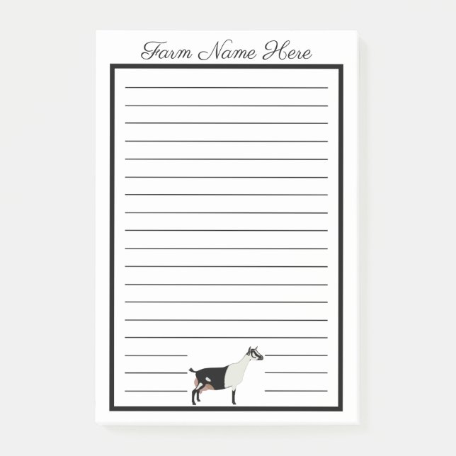 Bloco De Notas Cabra leiteira branca e negra personalizada (Frente)