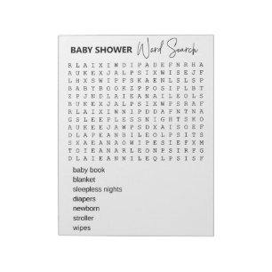 Bloco De Notas Caça-palavras de Jogos de Baby Shower