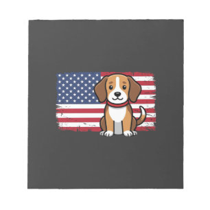 Bloco De Notas Cachorro Bandeira Americana Vetor Patriótico