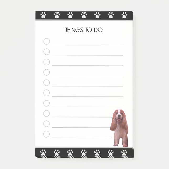 Bloco De Notas Cachorro Bonito em Coisas Pretas e Brancas para Fa (Frente)