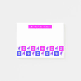 Bloco De Notas Cachorro Border Terrier & Pata Rosa e Azul