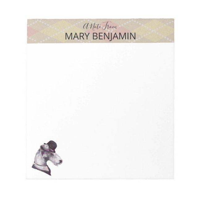 Bloco De Notas Cachorro Cachorro Cachorro e Xadrez de Chapéu (Frente)