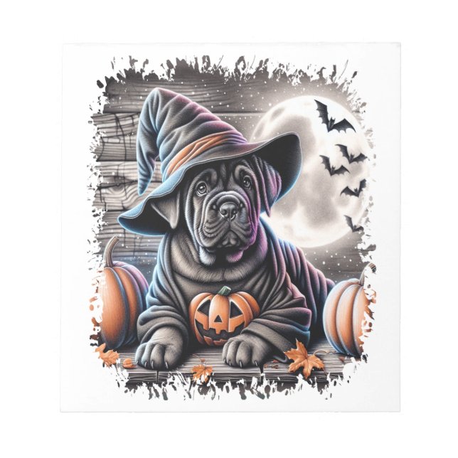 Bloco De Notas Cachorro Cane Corso de Halloween (Frente)