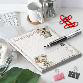 Bloco De Notas Cachorro Caprichoso em Balde de Flores – Design de