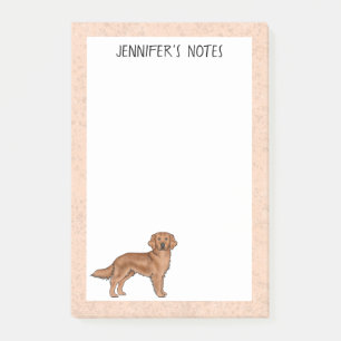 Bloco De Notas Cachorro Cartoon Retriever Dourado Vermelho Nome P