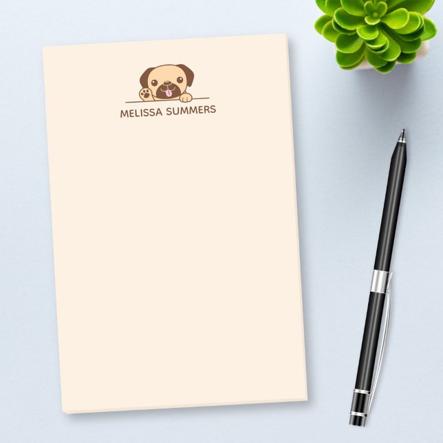 Bloco De Notas Cachorro Cheio Purgando acima do nome personalizad (Criador carregado)