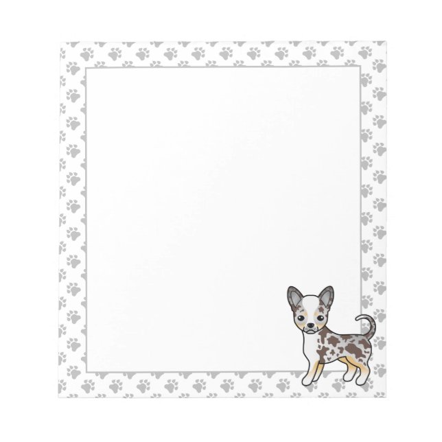Bloco De Notas Cachorro Chihuahua de Capa Lisa Merle Chocolate &  (Frente)