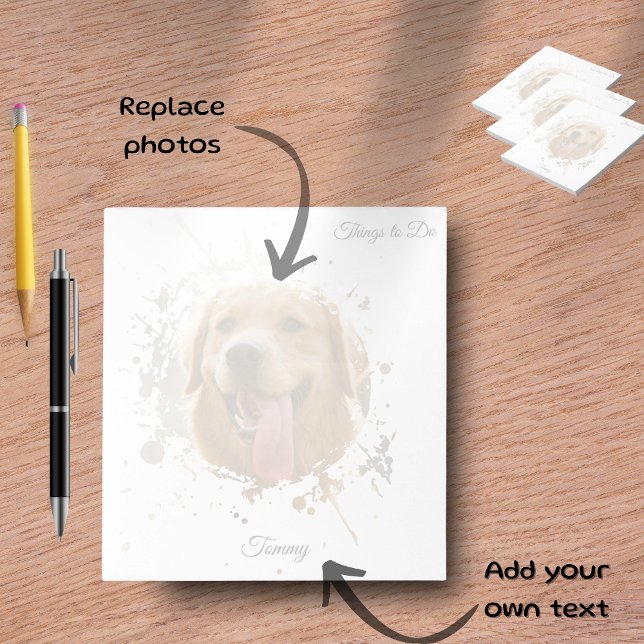 Bloco De Notas Cachorro com Foto Personalizada e Nome (Personalized Photo & Name Notepad | Custom Stationery Gift)