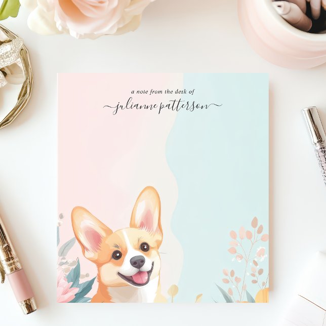 Bloco De Notas Cachorro Corgi Fofo Sorridente Nome Personalizado  (Criador carregado)