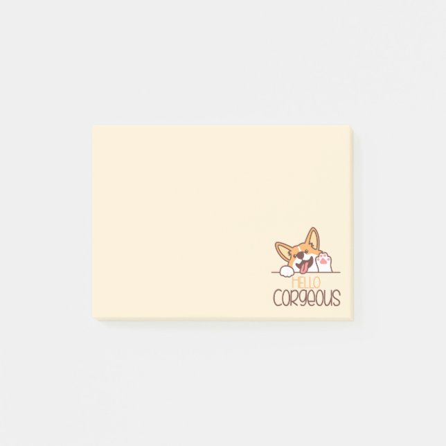 Bloco De Notas Cachorro Corgi Olá Fofo (Frente)
