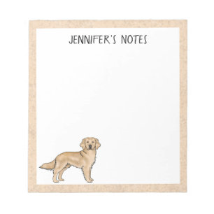 Bloco De Notas Cachorro Cute Golden Retriever Amarelo Com Nome Pe