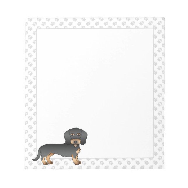 Bloco De Notas Cachorro Dachshund de Cabelo Fio Preto e Castanho  (Frente)