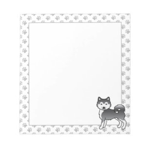 Bloco De Notas Cachorro de Cartoon Malamute Azul no Alasca