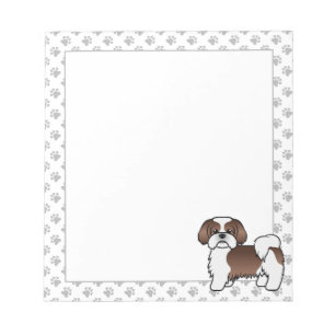 Bloco De Notas Cachorro De Cartoons De Fígado E Branco Shih Tzu C