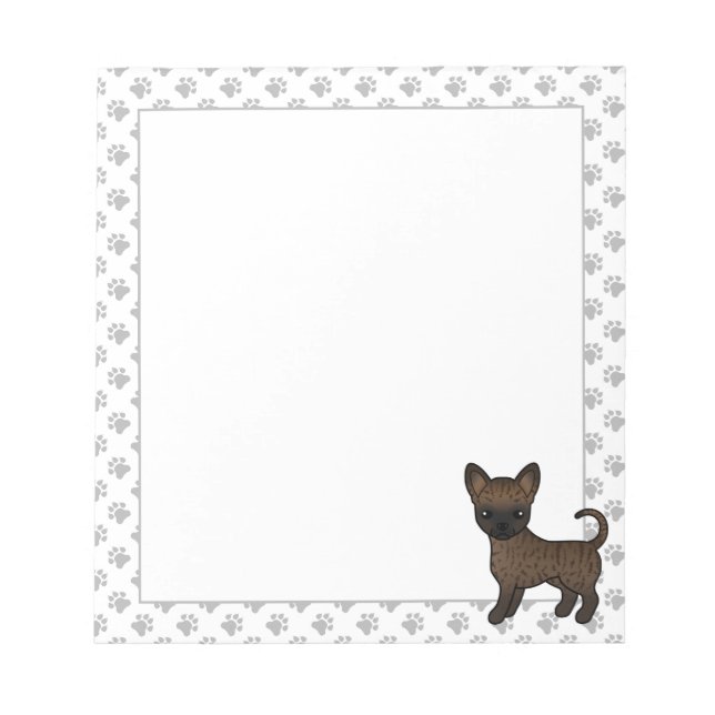 Bloco De Notas Cachorro de desenho animado Chihuahua com pelo lis (Frente)