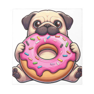 Bloco De Notas Cachorro de desenho animado engraçado pug fofo com