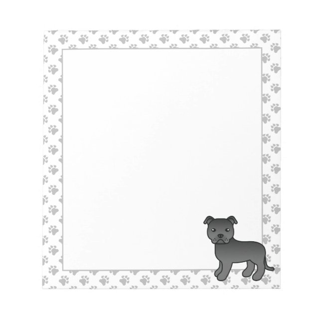 Bloco De Notas Cachorro de desenho animado fofo Staffie inglês pr (Frente)