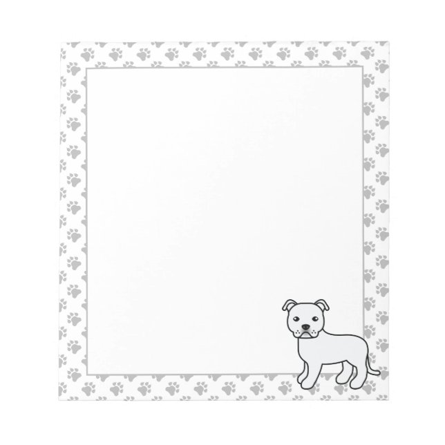 Bloco De Notas Cachorro de desenho animado inglês branco Staffie  (Frente)