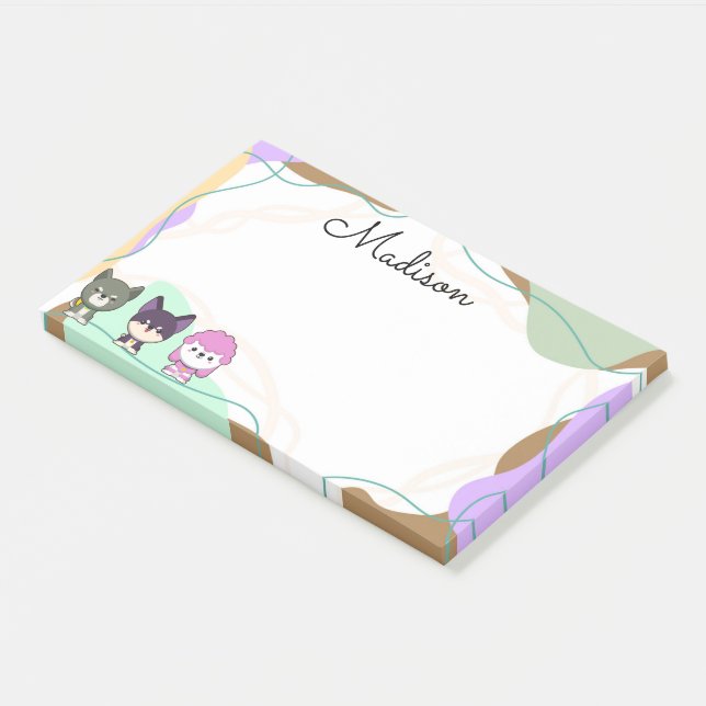 Bloco De Notas Cachorro de desenho animado personalizado (Inclinado)