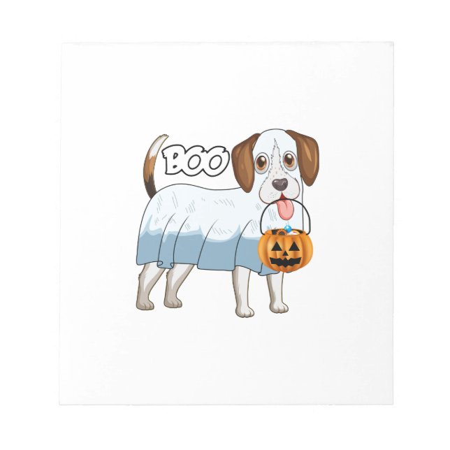 Bloco De Notas Cachorro de Halloween Beagle Fantasma (Frente)