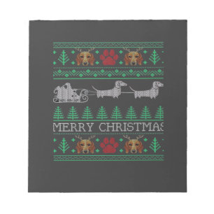 Bloco De Notas Cachorro de Natal Wiener Dog Dachshund Camiseta de