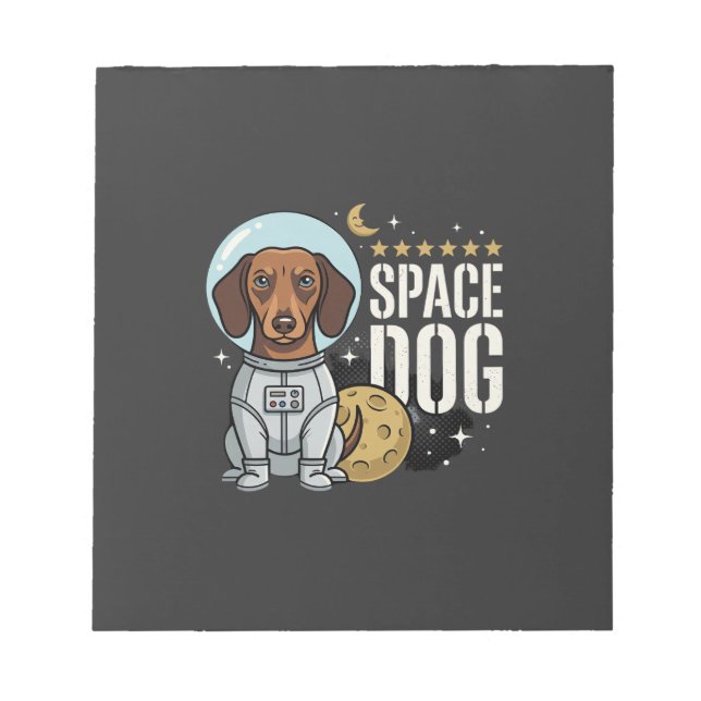 Bloco De Notas Cachorro do Espaço Dachshund Astronauta Vetor (Frente)