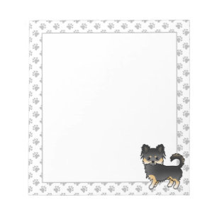 Bloco De Notas Cachorro e patas, Casaco Chihuahua, preto e alto,