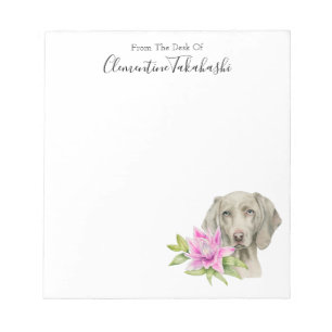 Bloco De Notas Cachorro Elegante Weimaraner Aquarela   Adicione S
