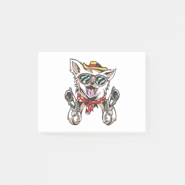 Bloco De Notas Cachorro Engraçado Cowboy (Frente)