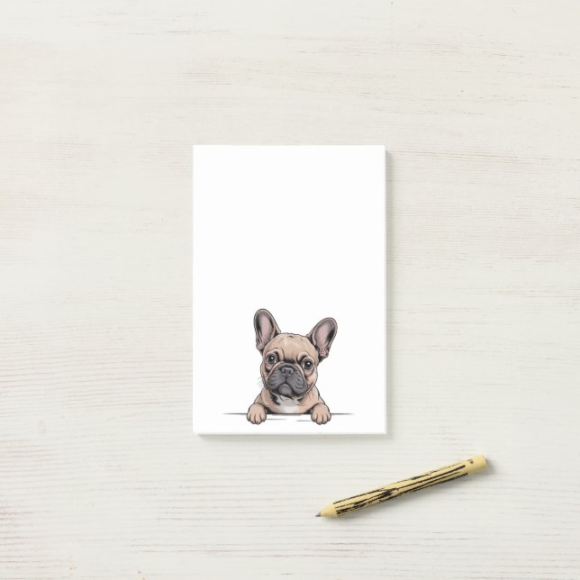 Bloco De Notas Cachorro francês Bulldog Frenchie fofo (Na mesa)