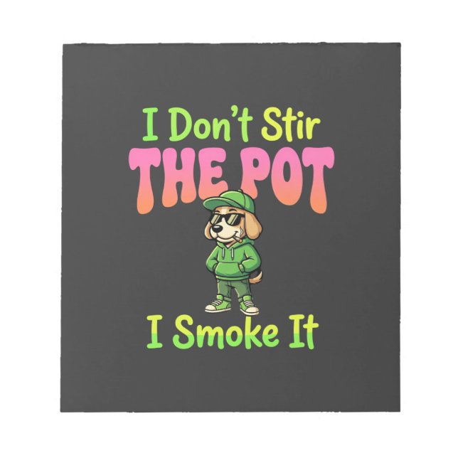 Bloco De Notas Cachorro Fumante Engraçado de Maconha (Frente)