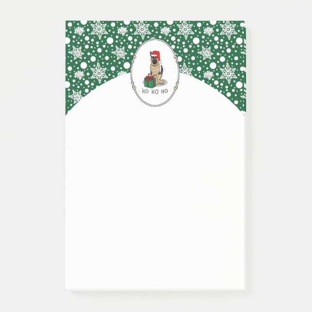 Bloco De Notas Cachorro German shepherd de Natal Santa Hat (Frente)
