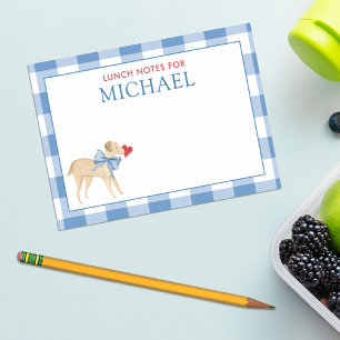 Bloco De Notas Cachorro Gingham Azul com Arco Kids Caixa de Almoç