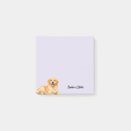 Bloco De Notas Cachorro Golden Retriever Aquarela Fofo Personaliz