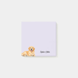 Bloco De Notas Cachorro Golden Retriever Aquarela Fofo Personaliz