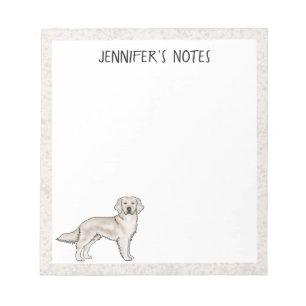 Bloco De Notas Cachorro Golden Retriever Creme Inglês Nome Person