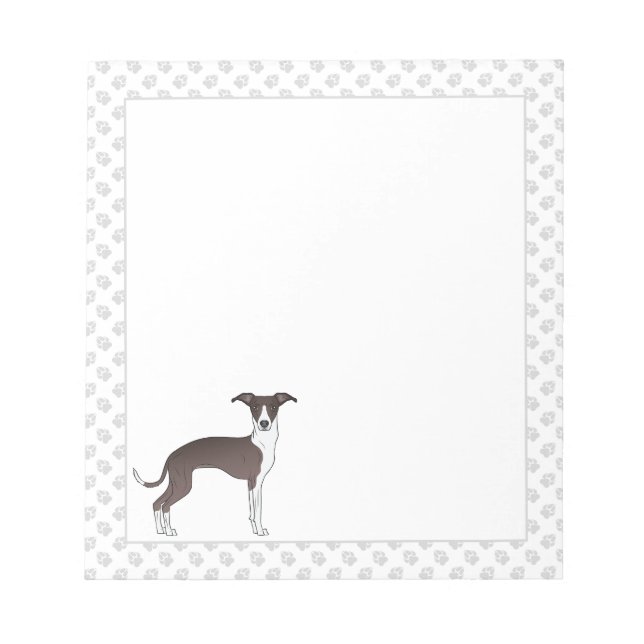 Bloco De Notas Cachorro Italiano Greyhound Selado E Branco Com Pa (Frente)