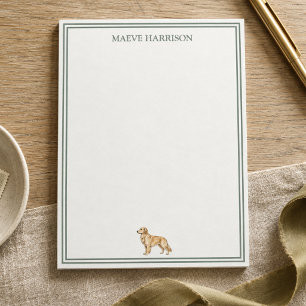Bloco De Notas Cachorro Labrador com Listra Verde Oliva Elegante