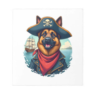 Bloco De Notas Cachorro Pastor Alemão Pirata Cópia
