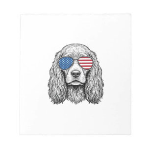Bloco De Notas Cachorro Patriótico com Óculos de Sol de Bandeira