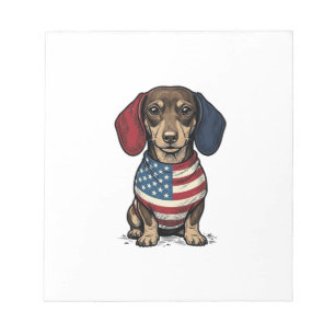 Bloco De Notas Cachorro Patriótico Vintage Engraving Vector Desig