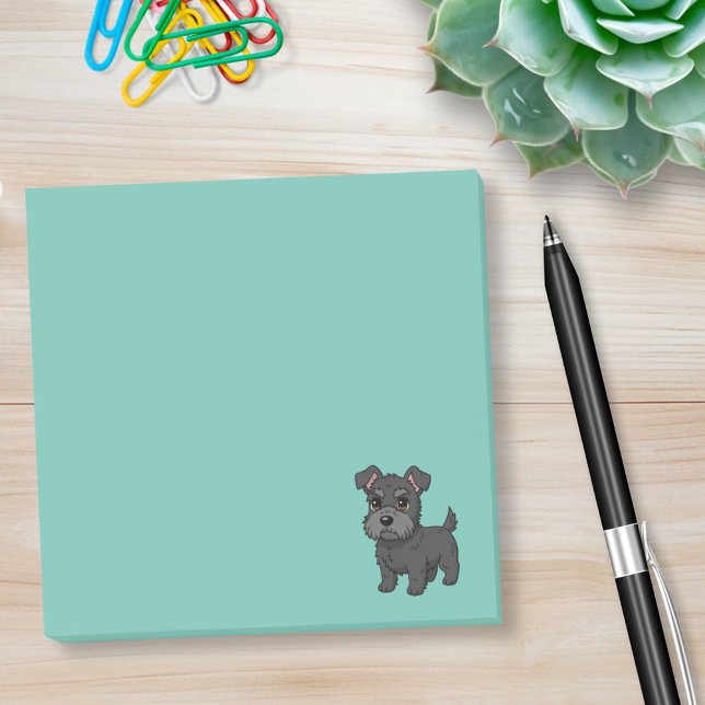 Bloco De Notas Cachorro Preto Fofo do Terrier Escocês Verde (Criador carregado)